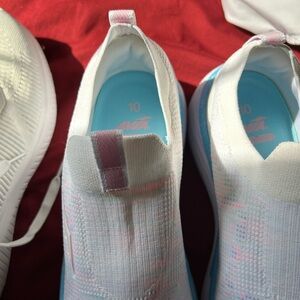 Avia White Athletic Slip-On Shoes with Mesh Texture